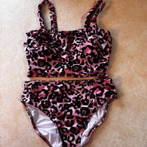NWOT Ybenlow 2 pc Leopard Bandeau Bikini Swimsuit sz S